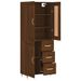 Buffet haut Chêne marron 69,5x34x180 cm Bois d'ingénierie - Photo n°4