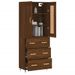 Buffet haut Chêne marron 69,5x34x180 cm Bois d'ingénierie - Photo n°3