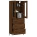 Buffet haut Chêne marron 69,5x34x180 cm Bois d'ingénierie - Photo n°3