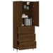 Buffet haut Chêne marron 69,5x34x180 cm Bois d'ingénierie - Photo n°3