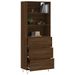 Buffet haut Chêne marron 69,5x34x180 cm Bois d'ingénierie - Photo n°3