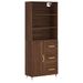 Buffet haut Chêne marron 69,5x34x180 cm Bois d'ingénierie - Photo n°1