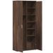 Buffet haut chêne marron 80x35x180 cm bois d'ingénierie - Photo n°6