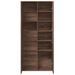 Buffet haut chêne marron 80x35x180 cm bois d'ingénierie - Photo n°7