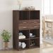 Buffet haut chêne marron 80x42,5x124 cm bois d'ingénierie - Photo n°1