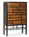 Buffet haut en bois massif de Mindy noir et naturel 18 tiroirs Ranka 100 cm - Photo n°1