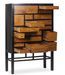 Buffet haut en bois massif de Mindy noir et naturel 18 tiroirs Ranka 100 cm - Photo n°2