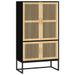 Buffet haut en bois naturel 4 portes et pieds en métal noir 70 cm - Modèle Bolivia - Photo n°1