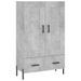 Buffet haut gris béton 69,5x31x115 cm bois d'ingénierie - Photo n°1