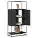 Buffet haut noir 68x35x139 cm bois d'ingénierie et métal - Photo n°1
