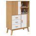 Buffet haut OLDEN blanc marron 85x43x125 cm bois massif de pin - Photo n°4