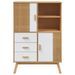 Buffet haut OLDEN blanc marron 85x43x125 cm bois massif de pin - Photo n°7