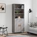 Buffet haut Sonoma gris 69,5x34x180 cm Bois d'ingénierie - Photo n°1