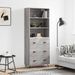 Buffet haut Sonoma gris 69,5x34x180 cm Bois d'ingénierie - Photo n°1