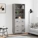 Buffet haut Sonoma gris 69,5x34x180 cm Bois d'ingénierie - Photo n°1