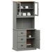 Buffet haut VIGO gris 78x40x175 cm bois massif de pin - Photo n°3