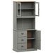 Buffet haut VIGO gris 78x40x175 cm bois massif de pin - Photo n°4