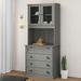 Buffet haut VIGO gris 80x40x176 cm bois massif de pin - Photo n°2