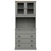 Buffet haut VIGO gris 80x40x176 cm bois massif de pin - Photo n°5