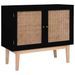 Buffet Noir 88,5x40x80 cm MDF et résine tressée 2 - Photo n°1