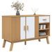 Buffet OLDEN blanc et marron 114x43x73,5 cm bois massif de pin - Photo n°5