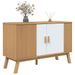 Buffet OLDEN blanc et marron 114x43x73,5 cm bois massif de pin - Photo n°5