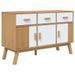 Buffet OLDEN blanc et marron 114x43x73,5 cm bois massif de pin - Photo n°1