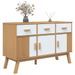 Buffet OLDEN blanc et marron 114x43x73,5 cm bois massif de pin - Photo n°5