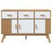 Buffet OLDEN blanc et marron 114x43x73,5 cm bois massif de pin - Photo n°8