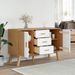 Buffet OLDEN blanc et marron 114x43x73,5 cm bois massif de pin - Photo n°4