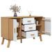 Buffet OLDEN blanc et marron 114x43x73,5 cm bois massif de pin - Photo n°6