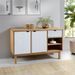 Buffet OTTA Marron et blanc 114x43x73,5 cm Bois massif pin - Photo n°1
