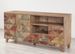 Buffet patchwork bois marron clair avec motifs colorés Mastra 160 cm - Photo n°1