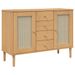 Buffet SENJA aspect rotin marron 112x40x80cm bois massif de pin - Photo n°1