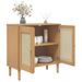 Buffet SENJA aspect rotin marron 80x35x80 cm bois massif de pin - Photo n°4