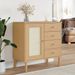 Buffet SENJA aspect rotin marron 80x40x80 cm bois massif de pin - Photo n°2