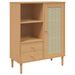 Buffet SENJA aspect rotin marron 90x40x112cm bois massif de pin - Photo n°1