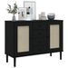 Buffet SENJA aspect rotin noir 112x40x80cm bois massif de pin - Photo n°3