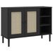 Buffet SENJA aspect rotin noir 112x40x80cm bois massif de pin - Photo n°1