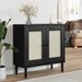 Buffet SENJA aspect rotin noir 80x35x80 cm bois massif de pin - Photo n°2