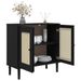 Buffet SENJA aspect rotin noir 80x35x80 cm bois massif de pin - Photo n°4