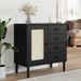 Buffet SENJA aspect rotin noir 80x40x80 cm bois massif de pin - Photo n°2