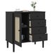 Buffet SENJA aspect rotin noir 80x40x80 cm bois massif de pin - Photo n°4