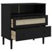 Buffet SENJA aspect rotin noir 80x40x80 cm bois massif de pin - Photo n°6