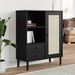 Buffet SENJA aspect rotin noir 90x40x112cm bois massif de pin - Photo n°2