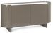 Buffet taupe OTILIA 2 portes – Finition brillante & plateau en pierre blanche - Photo n°1
