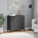 Buffet VIKEN gris anthracite 80x40x80 cm bois massif de pin - Photo n°3