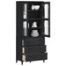 Buffet VIKEN noir 80x40x190 cm bois massif de pin - Photo n°1