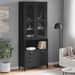 Buffet VIKEN noir 80x40x200 cm bois massif de pin - Photo n°3