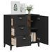 Buffet VIKEN noir 80x40x80 cm bois massif de pin - Photo n°4